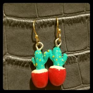 Cactus earrings with 18k gold plated hooks